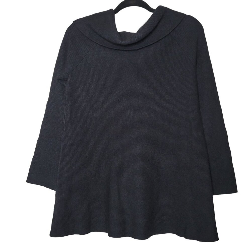 Soft Surroundings Womens Large Cowl Neck Sweater Wool Cashmere Black - Picture 2 of 8
